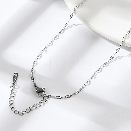 Non-Tarnish 304 Stainless Steel Dapped Chain Necklace for Men Women NJEW-E076-02P-1