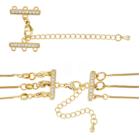 4 Sets Brass Micro Pave Cubic Zirconia Chain Extender KK-HY0003-15-1