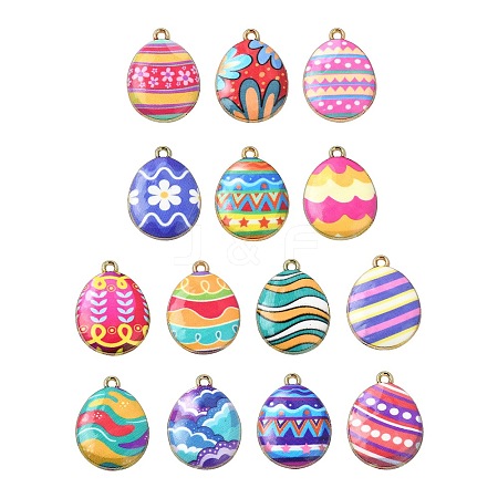28Pcs 14 Colors Printed Alloy Pendants FIND-CJ0002-88-1