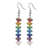 Colorful Natural Dyed Lava Rock Disc Beaded Dangle Earrings EJEW-JE05616-1