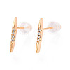 Brass Micro Pave Clear Cubic Zirconia Stud Earrings EJEW-T047-36G-1