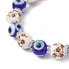 Handmade Flower Printed Porcelain Ceramic & Handmade Lampwork Evil Eye Beads Stretch Bracelets for Women BJEW-JB12105-01-4