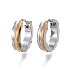 Two Tone 304 Stainless Steel Huggie Hoop Earrings EJEW-L252-038-1