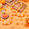 Thanksgiving Day Theme 5 Strands Spray Painted Natural Wood Beads Strands WOOD-SP0001-02C-4