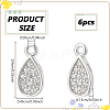 6Pcs Rhodium Plated 925 Sterling Silver Pendant STER-PH0003-36-2