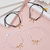 4Pcs 2 Colors Bowknot Brass Charms Bracelets BJEW-HS00013-3