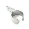 8Pcs 4 Style 304 Stainless Steel Open Cuff Finger Rings with Leaf Charms RJEW-AB00008-4