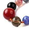 Natural Mixed Stone & Glass Round Beads Strands G-C188-01-3