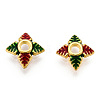 4-Petal Alloy Enamel Bead Caps X1-ENAM-TAC0023-03-3