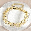 Brass Oval Link Chain Bracelets for Women Men BJEW-K273-10G-1