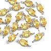 SHEGRACE Brass Pave Cubic Zirconia Oval Connector Charms XGRQ2O264-437C-P-1
