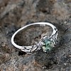 Oval & Leaf 925 Sterling Silver with Moss Agate Finger Rings FS-WGF1EFD-04-5