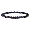 4mm Round Synthetic Blue Goldstone Beads Bracelet for Men KG3069-17-1