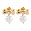 304 Stainless Steel Clear Cubic Zirconia ABS pearl Stud Earrings EJEW-S226-13G-2