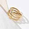 304 Stainless Steel Pave Clear Cubic Zirconia Cuff Open Rings for Women RJEW-F207-03F-G-5