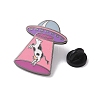 Space Ship with Cow Alloy Enamel Pin Brooch JEWB-R268-04-2