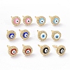 Enamel Evil Eye Stud Earrings with Clear Cubic Zirconia KK-E033-02G-1