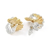 Two Tone Fold Charm Brass Stud Earrings EJEW-Q391-12GP-2