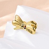 304 Stainless Steel with Rhinestone Adjustable Cuff Rings RJEW-Q020-18G-5