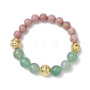 Round Natural Green Aventurine & Rhodonite Beaded Stretch Bracelets BJEW-JB10626-1