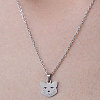 201 Stainless Steel Cat Pendant Necklace NJEW-OY001-23-1