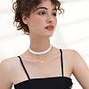 Alloy Enamel Letter Pendant Single Face White Velvet Ribbon & Brass Chain Double Layered Choker Necklaces NJEW-TAC0035-8