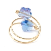 Flower Glass Finger Rings RJEW-JR00841-5