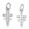 Brass Micro Pave Cubic Zirconia Tiny Cross Charms ZIRC-R109-024B-P-NF-1