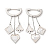 Ace of Diamond & Hearts & Clubs Synthetic White Shell Dangle Hoop Earrings EJEW-E286-04P-1