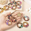 16Pcs 8 Colors Transparent Resin & Walnut Wood Pendants RESI-TA0001-96-14