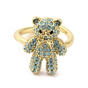 Rack Plating Brass Micro Pave Cubic Zirconia Finger Ring RJEW-C072-32A-02G-2