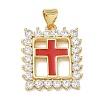 Religion Cross Brass Micro Pave Clear Cubic Zirconia Pendants CU-CBA83A6-03G-G-2