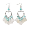 Heart Synthetic Turquoise & Capiz Shell Chandelier Earrings EJEW-TA00490-1