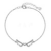 Heart with Wing 925 Sterling Silver Micro Pave Cubic Zirconia Link Bracelets BJEW-C062-04-1