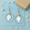 3Pairs 3 Styles Alloy Shell Rhombus Dangle Earrings EJEW-HY0001-08-4