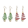 2 Pairs 2 Colors Christma Tree Electroplated Synthetic Non-magnetic Hematite & Aluminum Wire Dangle Earrings EJEW-JE05908-1