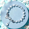 Butterfly Alloy & Cat Eye & Natural Moonstone Round Beaded Charm Bracelets for Women WG9D4EC-01-2