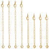 12Pcs 2 Styles Brass Chain Extender with Heart Charms and Lobster Clasps KK-BBC0021-77-7