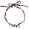 Alloy with Colorful Glass Pendant Polyester Collar Knot Tie Necklaces for Women NJEW-SP0001-17B-1