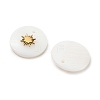 Natural Shell flat Round Charms with 304 Stainless Steel Star Ornament BSHE-Z004-01-2