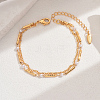 Fashionable Real 18K Gold Plated Brass Glass Double Layers Anklets for Women's Beachwear HR3444-2-1