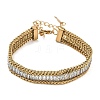304 Stainless Steel & Glass Wheat Chain Double Layers Bracelets for Women BJEW-F540-08G-01-4