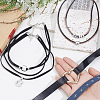 5Pcs 5 Styles Alloy Pendant Imitation Leather Cord Layer Necklaces NJEW-CL0005-15-3