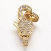 Brass Micro Pave Cubic Zirconia Lobster Claw Clasps ZIRC-G095-57G-2