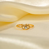 Adjustable 304 Stainless Steel with Cubic Zirconia Cuff Open Rings for Women LS-DT5559-2