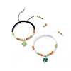 2Pcs 2 Color Alloy Enamel Clover Charm Bracelets Set BJEW-JB08795-1