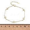 Brass Micro Pave Clear Cubic Zirconia Star Link Chain Bracelets KK-CBA3629-01G-5