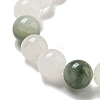 Round Natural Quartz Beaded Stretch Bracelets BJEW-M315-08-3