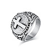 Stainless Steel Cross Signet Rings PW-WG22383-05-1