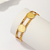 Brass Flat Round Link Chain Bracelets for Women FE8262-1-2
